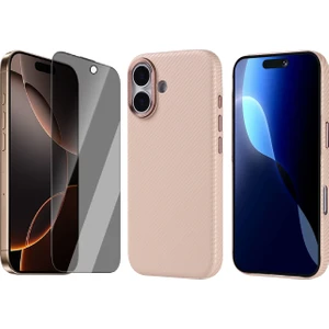 iPhone 17 Kılıf M-Safe Şarj Özellikli Karbon Fiber Görünümlü Zore Nekst Kapak + Hayalet Ekran Koruyucu