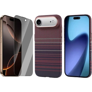 iPhone 17 Air Kılıf M-Safe Şarj Özellikli Karbon Fiber Görünümlü Zore Nekst Kapak + Hayalet Ekran Koruyucu