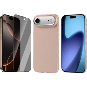 iPhone 17 Air Kılıf M-Safe Şarj Özellikli Karbon Fiber Görünümlü Zore Nekst Kapak + Hayalet Ekran Koruyucu