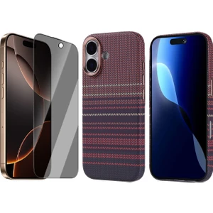 iPhone 17 Kılıf M-Safe Şarj Özellikli Karbon Fiber Görünümlü Zore Nekst Kapak + Hayalet Ekran Koruyucu