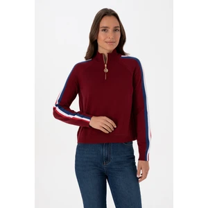 U.S. Polo Assn. Kadın Bordo V Yaka Fermuarlı Kazak 50314691-VR014