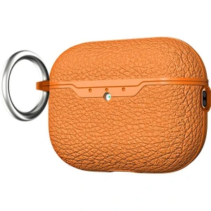 Airpods Pro 3. Nesil Uyumlu Kılıf Hoparlör ve Mikrofon Delikli Deri Görünümlü Silikon Kapak