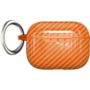 Airpods Pro 3. Nesil Uyumlu Kılıf Hoparlör ve Mikrofon Delikli Karbon Görünümlü Silikon Kapak