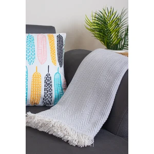 Valoroso Tekstil Pamuklu Zikzak Desenli Püsküllü Koltuk Örtüsü 170X210 cm | Dekoratif ve Çok Amaçlı