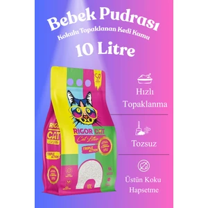 Rıgor Cat Bebek Pudrası Kokulu Topaklanan Kedi Kumu 10L