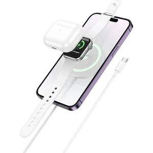 Aksiyon Global Hoco CW50 15W Airpods + Apple Watch+Iphone 3in1 Kablosuz Manyetik Hızlı Şarj ALETI-(1903)