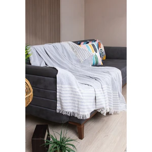 Valoroso Tekstil Pamuklu Püsküllü Elmas Desenli Koltuk Örtüsü 170X210 cm | Dekoratif Kanepe, Yatak ve Tv Örtüsü