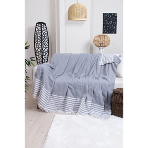 Valoroso Tekstil Pamuklu Püsküllü Elmas Desenli Koltuk Örtüsü 170X210 cm | Dekoratif Kanepe, Yatak ve Tv Örtüsü