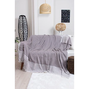 Valoroso Tekstil Pamuklu Püsküllü Elmas Desenli Koltuk Örtüsü 170X210 cm | Dekoratif Kanepe, Yatak ve Tv Örtüsü