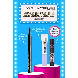 NYX Professional Makeup Nyx Epic Ink Liner Liner & Maybelline Super Lock Super Lock Kaş Sabitleyici Maskara Seti & Sky High Cosmic Mini Maskara Hediyeli