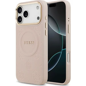 iPhone 17 Pro Max Uyumlu Kılıf Guess Lisanslı M-Safeli Sıcak Baskılı Yazı Logolu Pu Deri Peony Pembe