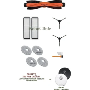 Xiaomi Robot Vacuum X20 Pro, X20 Max Robot Süpürge Uyumlu Yedek Ana Fırça, Yan Fırça, Hepa Filtre, Mop - 11 Parça
