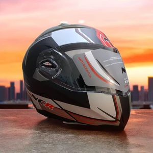 NCR-158 Çene Açılır Gözlüklü E-Ce Belgeli Kask Kırmızı Grafik