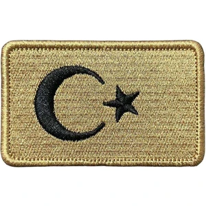 Tan Rengi Türk Bayrağı Patch Peç Arma - 8x5 cm