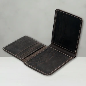 Luqa Leather %100 Hakiki Deri El Yapımı Erkek Cüzdanı | Minimalist Tasarım | 12 Bölmeli | Kartlık | Siyah