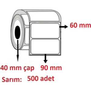 Es Barkod Boş Yapışkanlı Kuşe Barkod Etiketi 90MM x 60MM