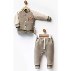 68 Nakışlı Çıtçıtlı Kadife Alt Üst Takım - FLE248079-YEŞIL-12 - 18 Ay Yeşil