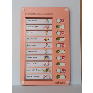 Eğitici Günlük Rutin Checklist Görev ve Sorumluluk Tablosu Pembe