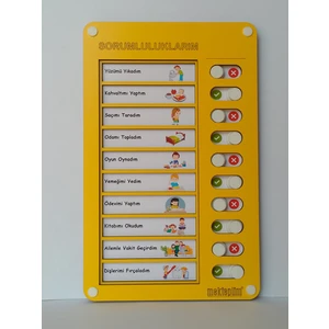 Yılbaşı için hediyelik Eğitici Günlük Rutin Checklist Görev ve Sorumluluk Tablosu Sarı