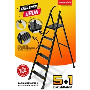 Ze Hardy 5+1 Basamaklı Özel Tasarım Hafif Merdiven (Kaymaz Papuçlu)