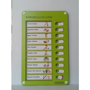 Yılbaşı için hediyelik Eğitici Günlük Rutin Checklist Görev ve Sorumluluk Tablosu Yeşil