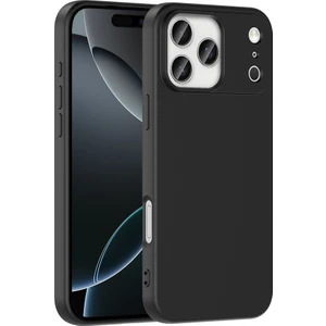 iPhone 17 Pro Kılıf Lansman Içi Kadife Kamera Korumalı Mara Silikon Kılıf-Siyah