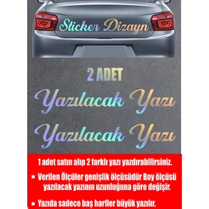 Sticker Dizayn Kişiye Özel Yazı - 2 Adet Isim Soyisim - Araba - Oto - Araç -Motosiklet - Karavan Sticker  Etiket 00097