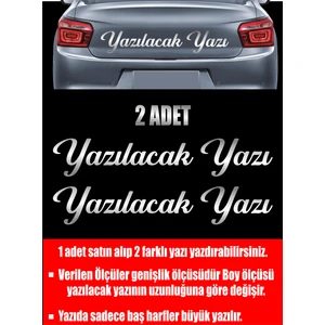Sticker Dizayn Kişiye Özel Yazı - 2 Adet Isim Soyisim - Araba - Oto - Araç -Motosiklet - Karavan Sticker  Etiket 00097