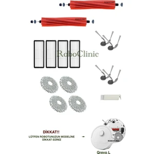Roborock Qrevo L Yedek Ana Fırça, Yan Fırça, Hepa Filtre, Mop - 15 Parça