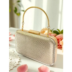 Altın Gold Dore Renk Lazer Yılan Desenli Abiye Çanta Gece Nikah Düğün Nişan Mezuniyet Portföy