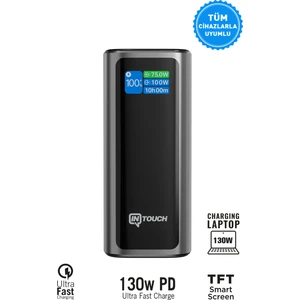 Ultra Hızlı Şarj 130W Tft Ekranlı Laptop ve Tablet Şarj Edebilen Powerbank Premium Serisi