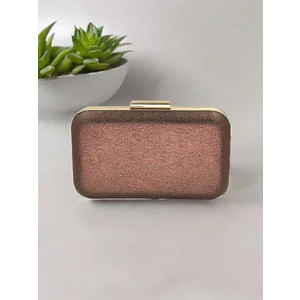 Bakır Renk Kristal Desenli Abiye Çanta Gece Çantası Düğün Nişan Portföy