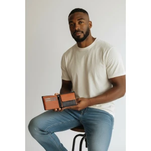 2903 1.Sınıf İşçilik Lüks Hakiki Gerçek Deri Evlilik Yıldönümü Hediye Sevgiliye Fermuarlı Gizli Göz Bozuk Para Cepli Altın Takı Koyma Gözlü Siyah Taba Renk Gerçek Arsel Deri Erkek Cüzdan