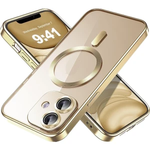 M.TK Moveteck Samsung Galaxy A07 Kılıf Magsafe Wirelles Şarj Destekli Parlak Renkli Kenarlı Arkası Şeffaf Silikon Tam Kamera Lens Korumalı