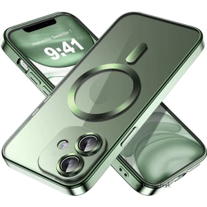 M.TK Moveteck Samsung Galaxy A07 Kılıf Magsafe Wirelles Şarj Destekli Parlak Renkli Kenarlı Arkası Şeffaf Silikon Tam Kamera Lens Korumalı