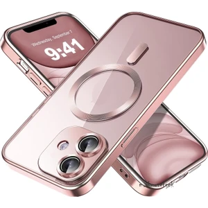 M.TK Moveteck Samsung Galaxy A07 Kılıf Magsafe Wirelles Şarj Destekli Parlak Renkli Kenarlı Arkası Şeffaf Silikon Tam Kamera Lens Korumalı