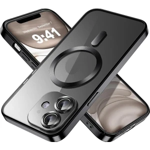 M.TK Moveteck Samsung Galaxy A07 Kılıf Magsafe Wirelles Şarj Destekli Parlak Renkli Kenarlı Arkası Şeffaf Silikon Tam Kamera Lens Korumalı
