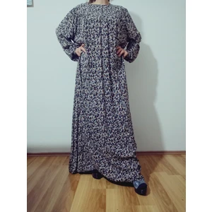 Robadan Uzun Kollu %100 Viskon Basma Çiçekli Anne Elbise, Namaz Elbisesi