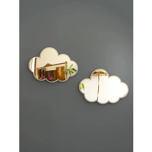 Mega Design 2 Adet Bulut Figürlü Çocuk Odası Dekoratif Ayna Pleksi Gümüş Renk