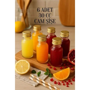 6 Adet Şeffaf Cam Shot Şişesi Sızdırmaz Gold Metal Kapaklı Kolonya Koku Süs Çok Amaçlı Şişe 30ML