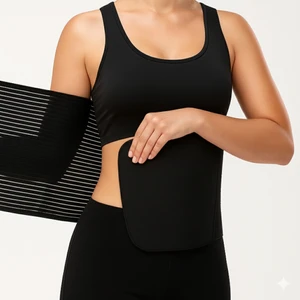 Havlu Pedli Abdominal Korse | Siyah | Ayarlanabilir | Cerrahi Korse | Doğum Sonrası Korse