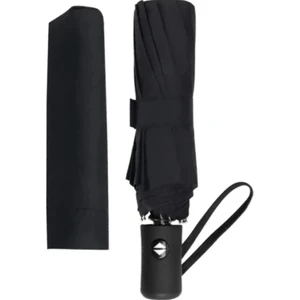 Unisex Fiber Telli Rüzgara Dayanıklı Katlanabilir Tam Otomatik Siyah Cep Şemsiye