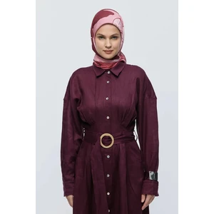 Şakayık Desen Bambu Eşarp - Bordo