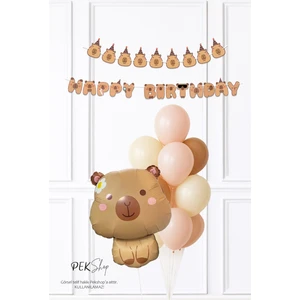 Kapibara Konsept Doğum Günü Balon Seti Banner ve Lateks Balonlu Capybara Balon Seti