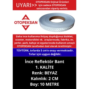 Fosfor Şerit Bant - Reflektör Bant - 10 Metre Beyaz - Ince 2cm