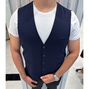 Sabri Zengin Erkek V Yaka Slim Fit Full Kumaş Yelek