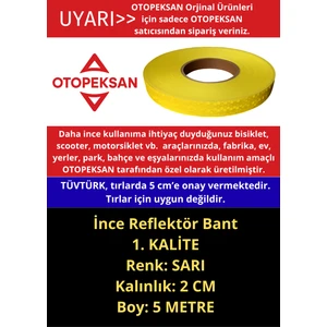 Fosfor Şerit Bant - Reflektör Bant - 5 Metre Sarı - Ince 2cm