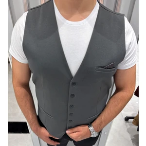 Sabri Zengin Erkek V Yaka Slim Fit Full Kumaş Yelek