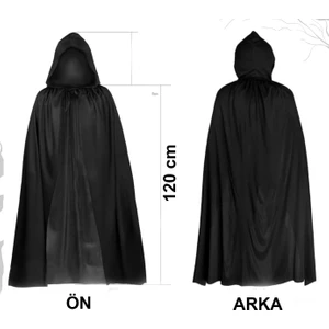 Zero Land Zeroshop Siyah Uzun Pelerin 120 cm Kapüşonlu – Cosplay ve Parti Kostümü