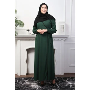 Kruvaze Yandan Bağlamalı Düz Renk Kadın Namaz  Elbisesi